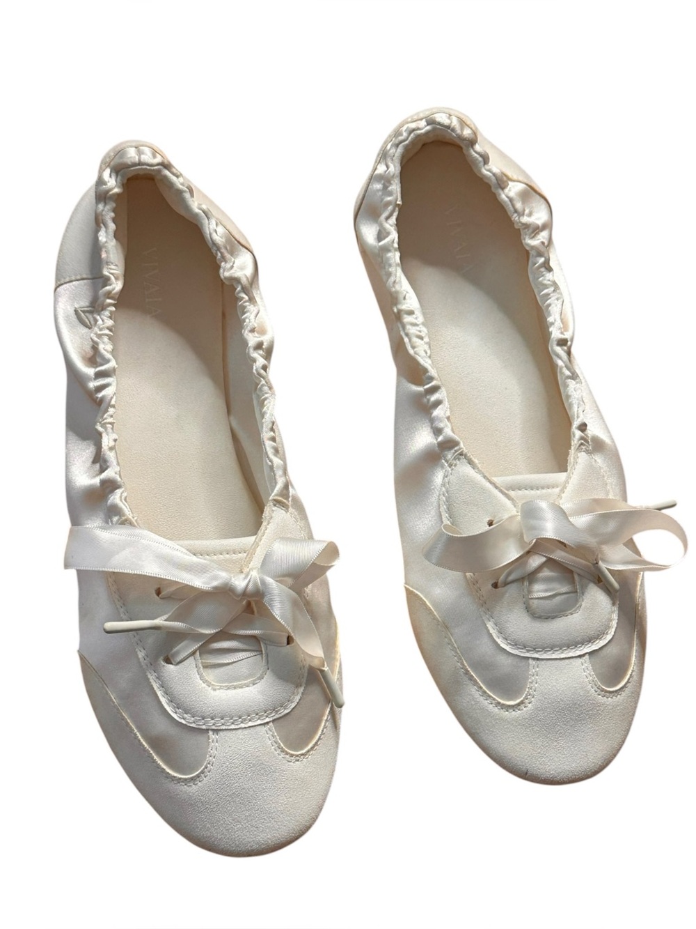 VIVAIA Yanka Round-Toe Satin Sneakerina Size 10